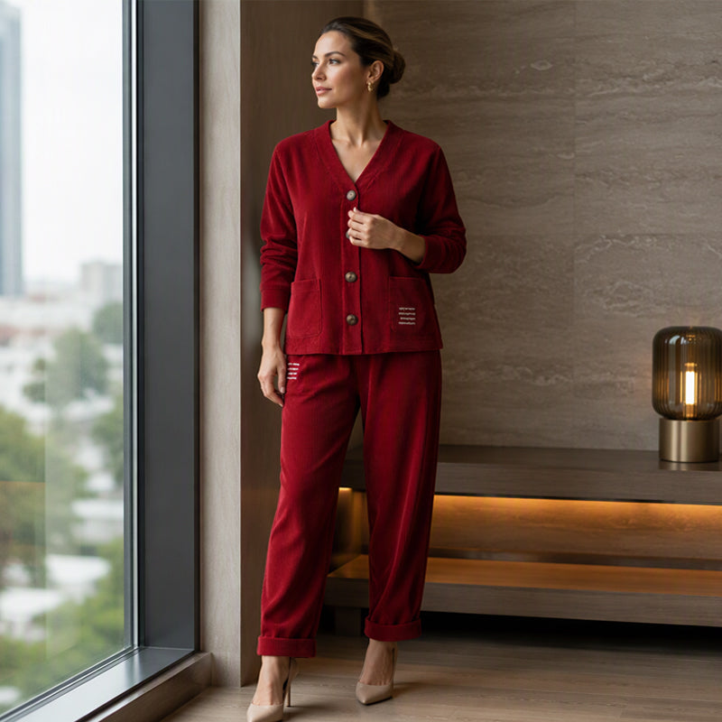Women's Soft Velvet Ensemble with Pants