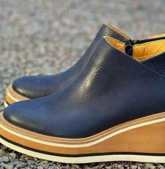Vegan Leather Platform Ankle Boots with Zipper for Women – Daily Comfort and Style