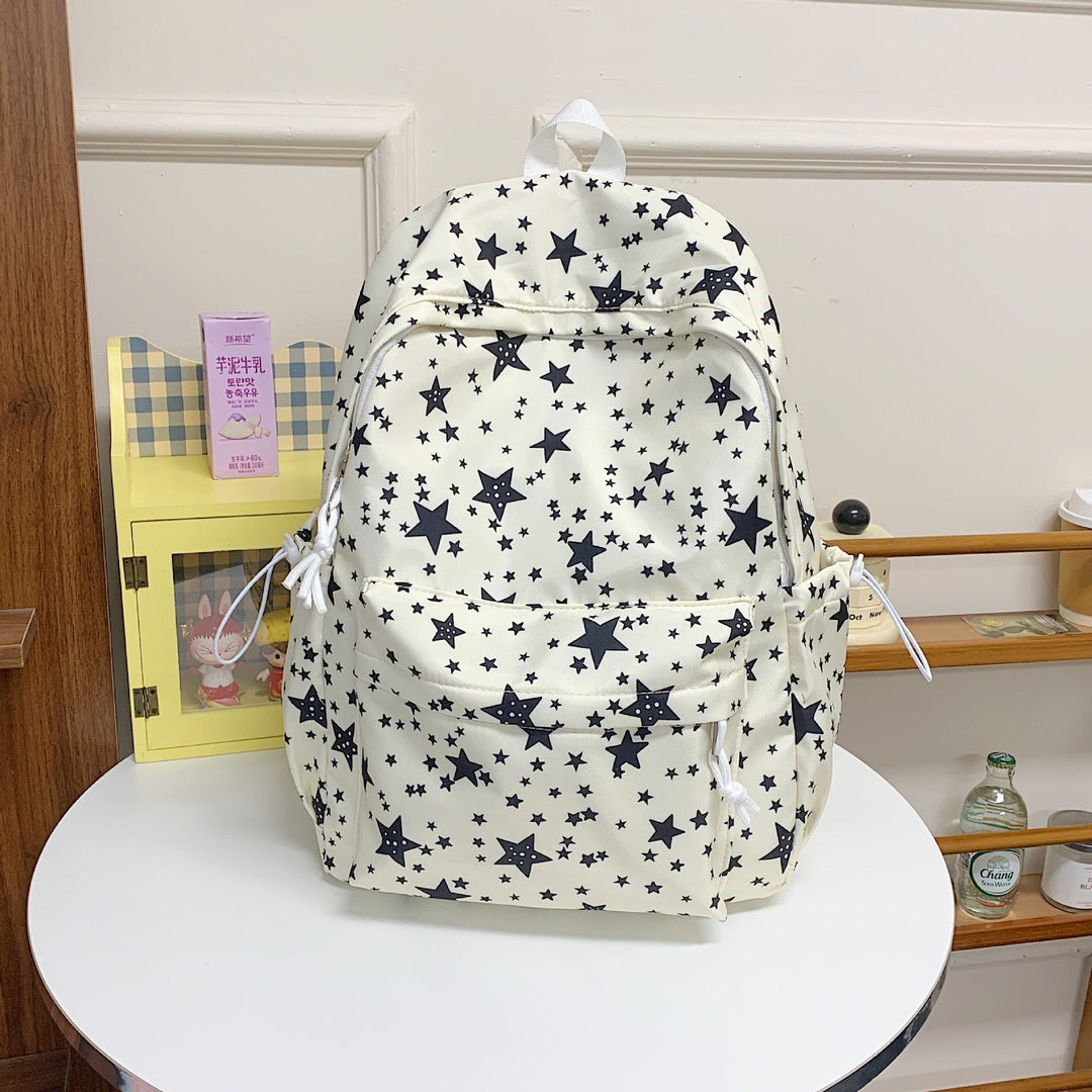 Backpack with Star Print and Multiple Pockets