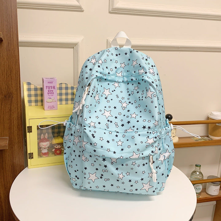 Backpack with Star Print and Multiple Pockets