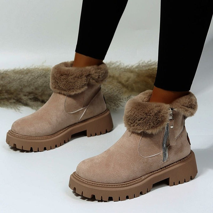 Amelie | Women's Ankle Boots with Lining, Suede, Zipper