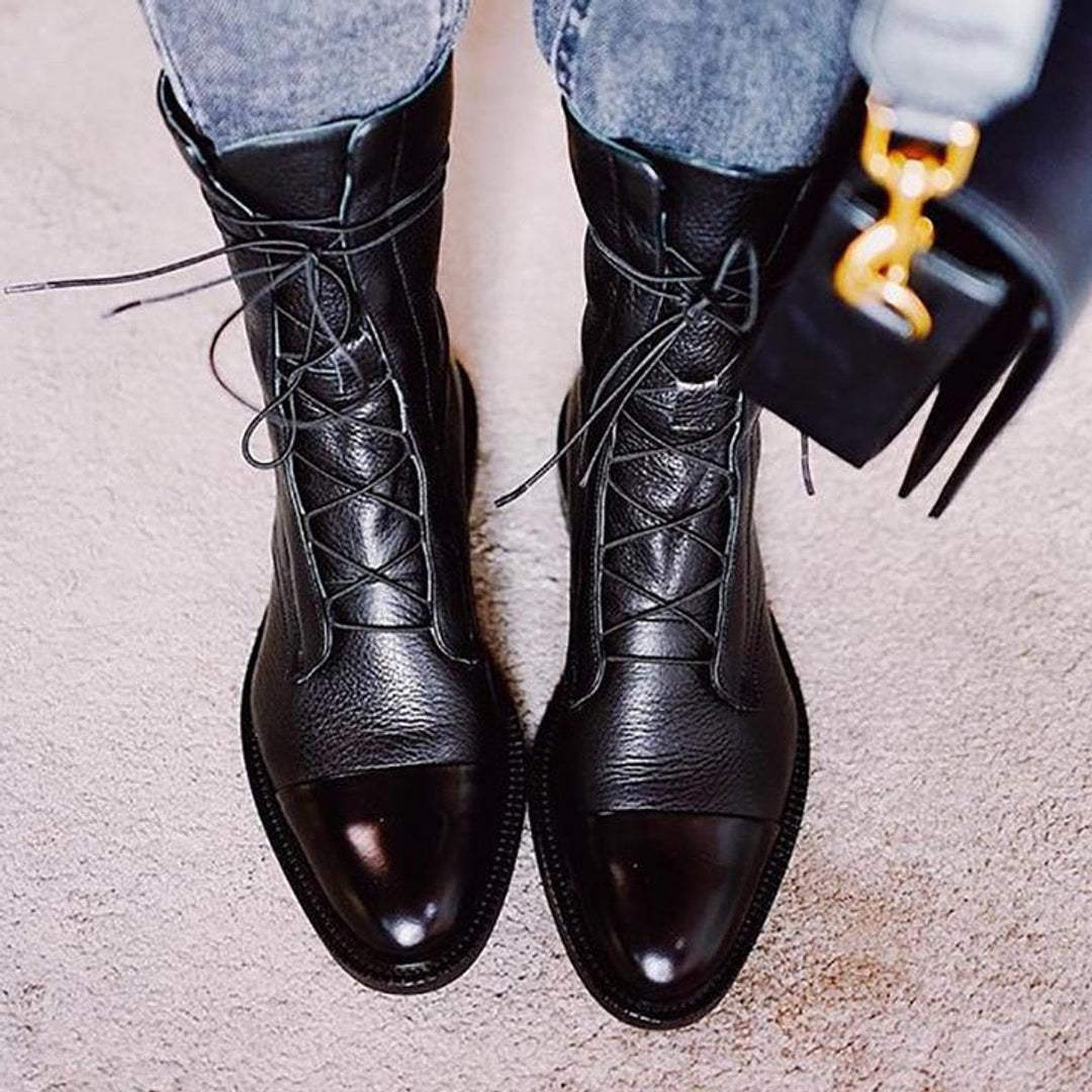 Charlotte | Women's Vintage Ankle Boots Eco-Leather Lace-Ups