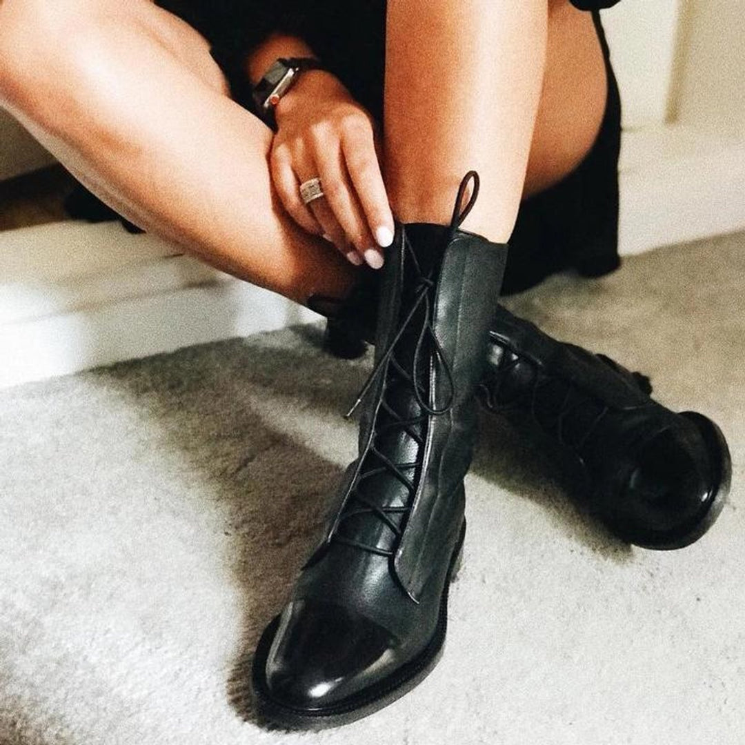 Charlotte | Women's Vintage Ankle Boots Eco-Leather Lace-Ups