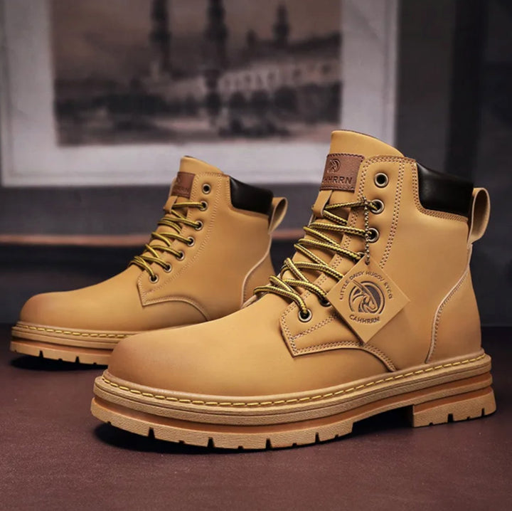 Thomas | Rugged Leather Lace-Up Boots for Men with Non-Slip Sole
