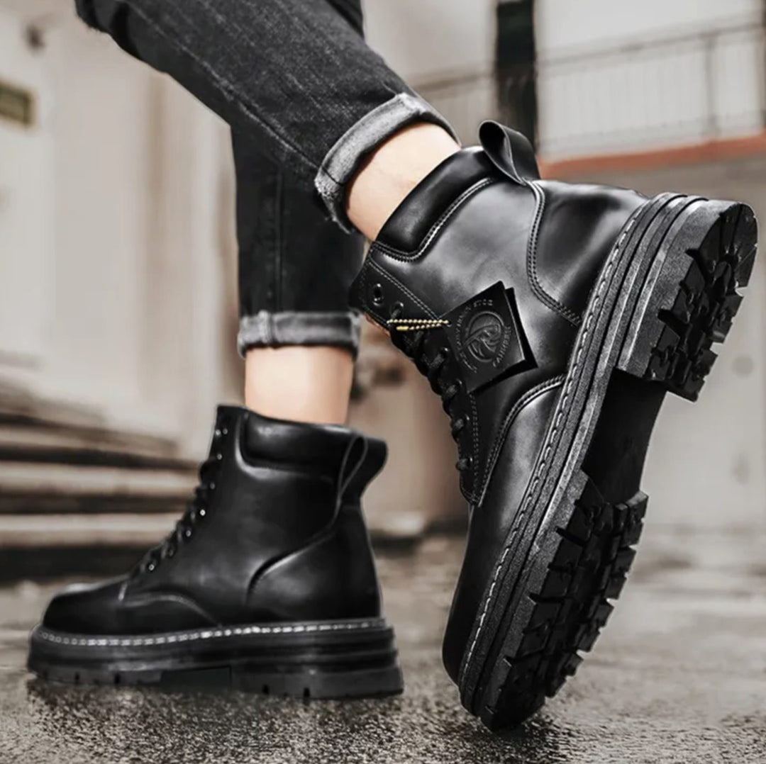 Thomas | Rugged Leather Lace-Up Boots for Men with Non-Slip Sole