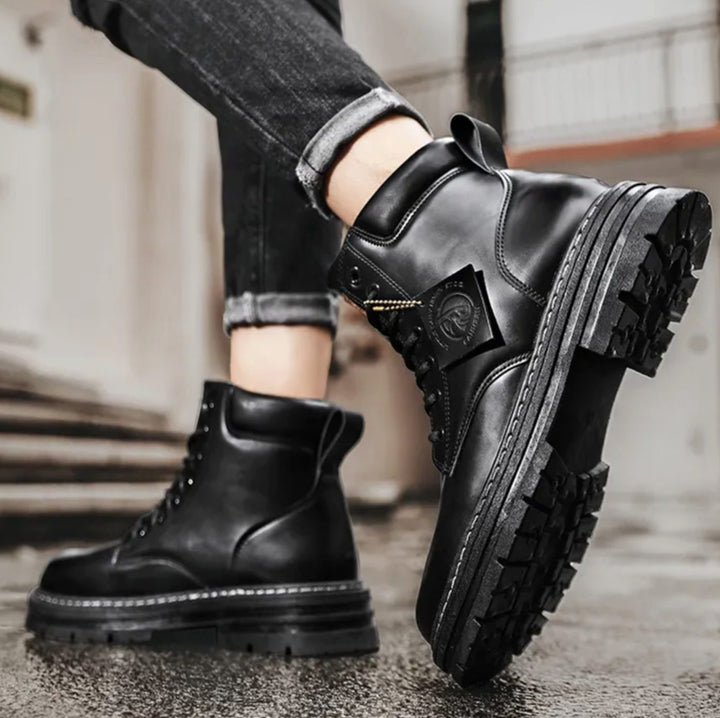 Thomas | Rugged Leather Lace-Up Boots for Men with Non-Slip Sole