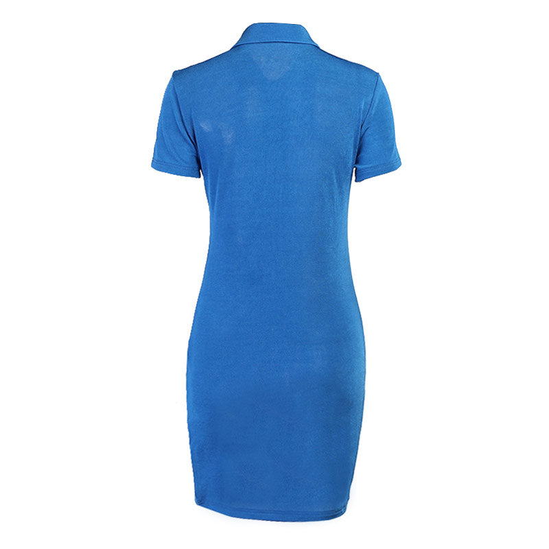 Amelia - Ruched Button-Up Mini Jersey Dress