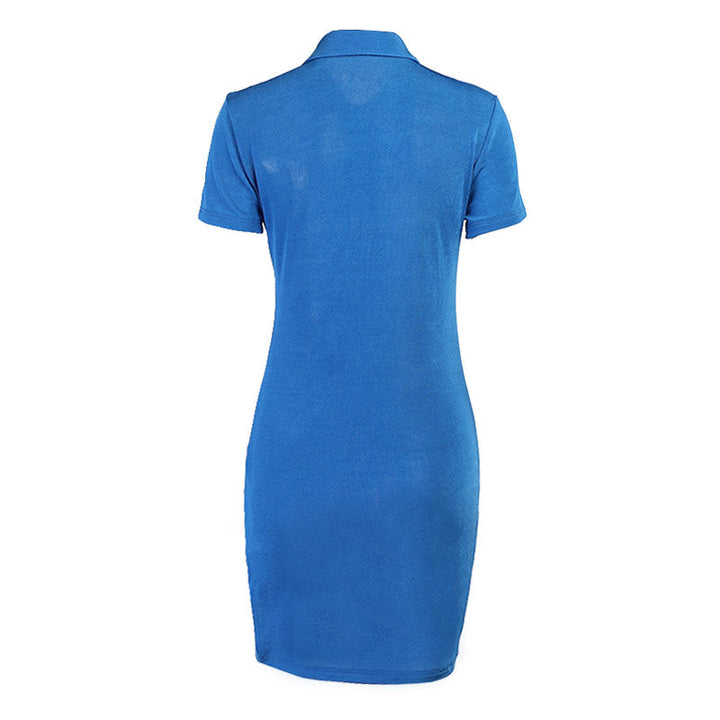 Amelia - Ruched Button-Up Mini Jersey Dress