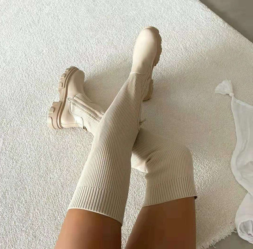 Stretch Over-the-Knee Boots with Platform Sole for Women