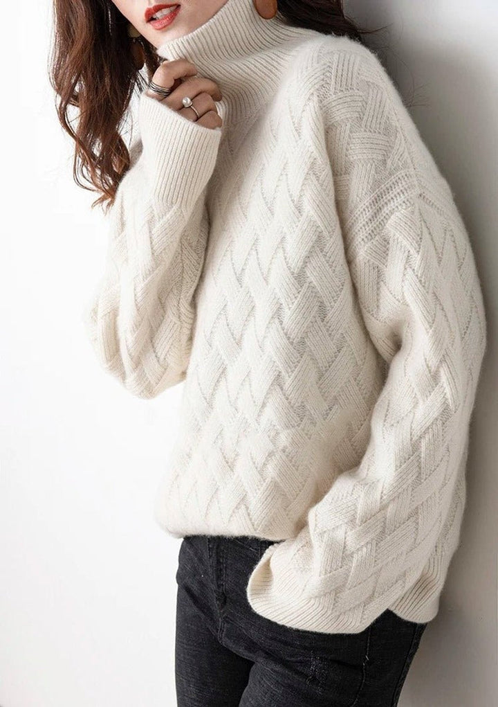 Women's Cable-Knit Turtleneck Sweater in Oversized Fit