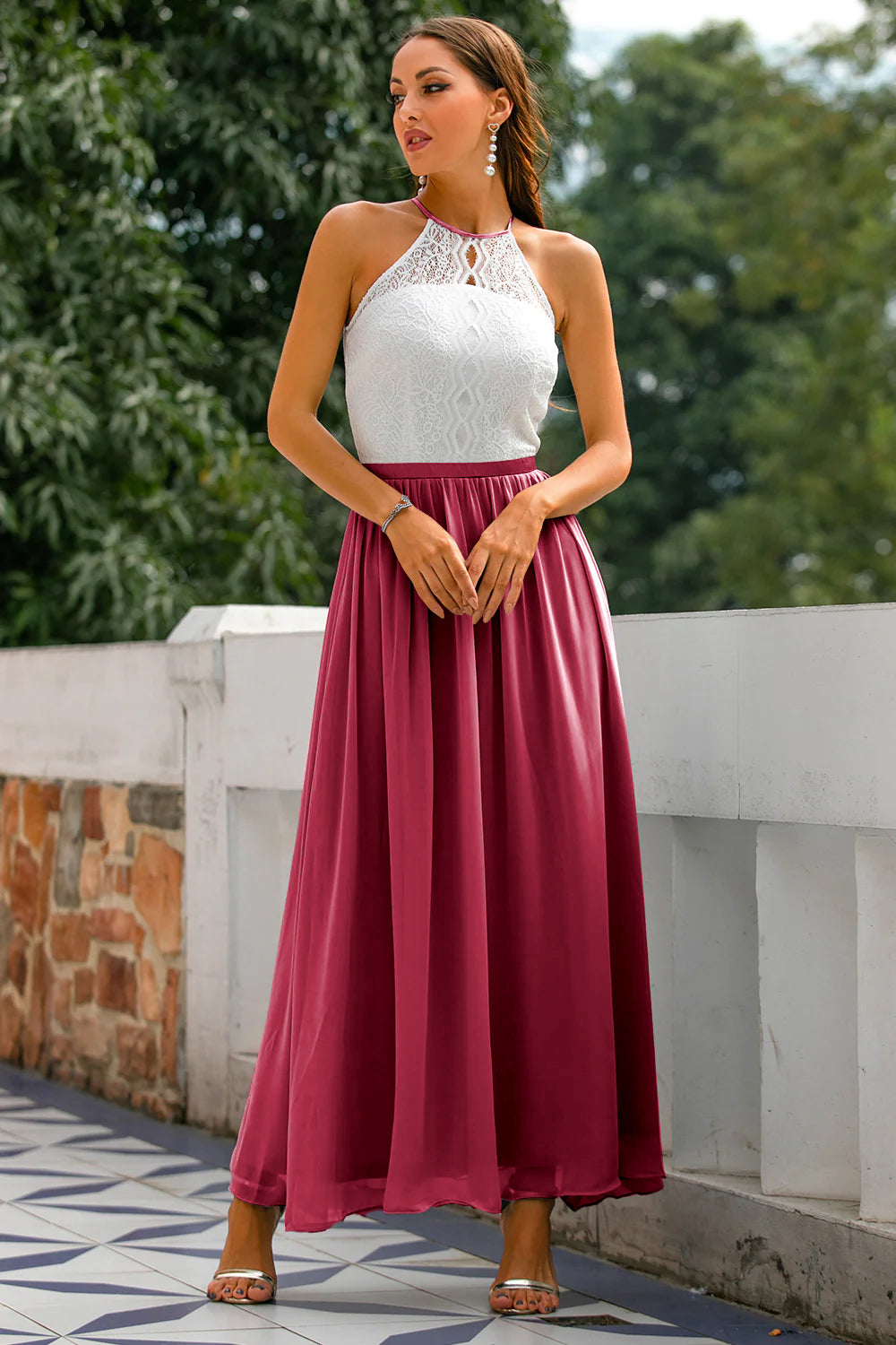 Alejandra | Women's Maxi Dress for Wedding Guests with Halter Neck