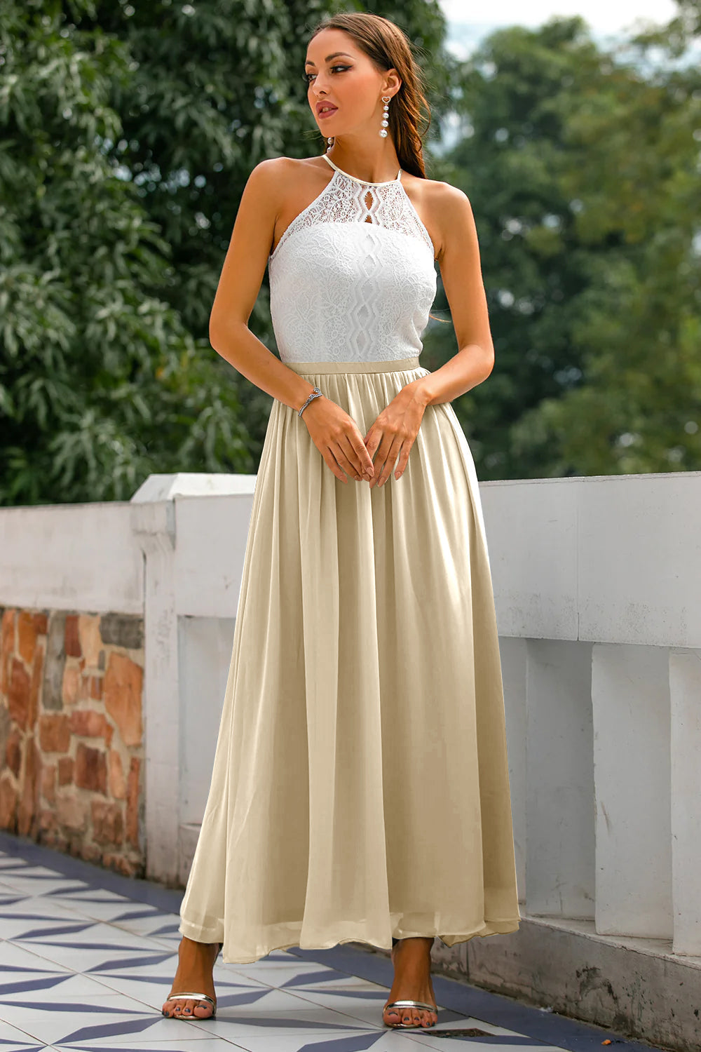 Alejandra | Women's Maxi Dress for Wedding Guests with Halter Neck