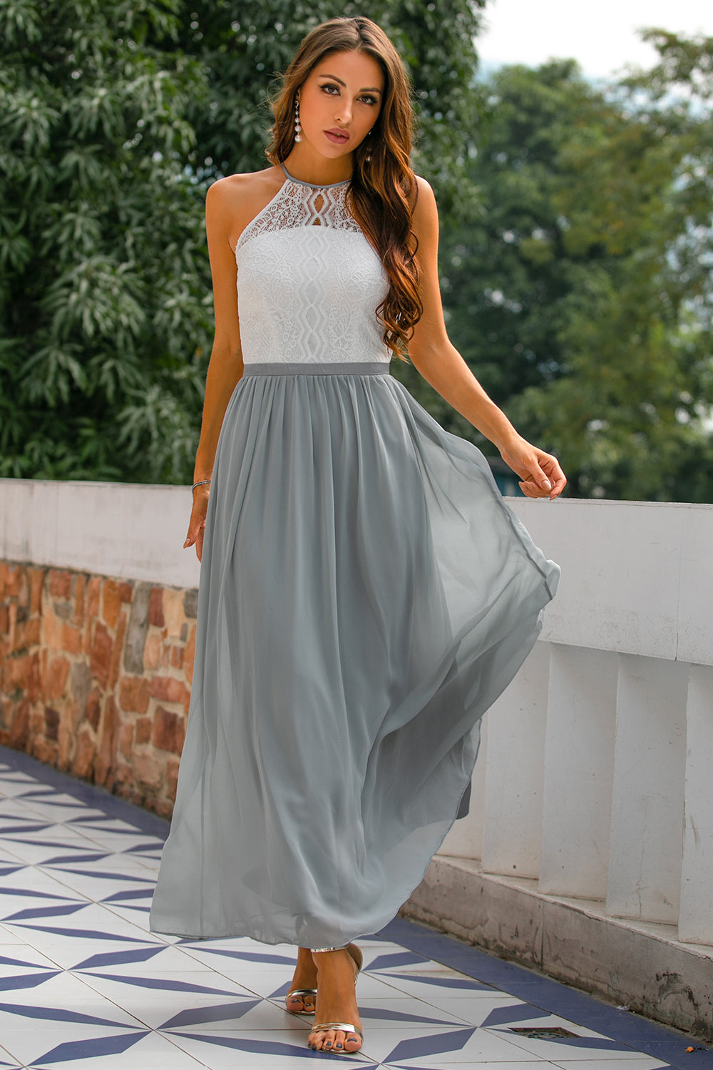 Alejandra | Women's Maxi Dress for Wedding Guests with Halter Neck