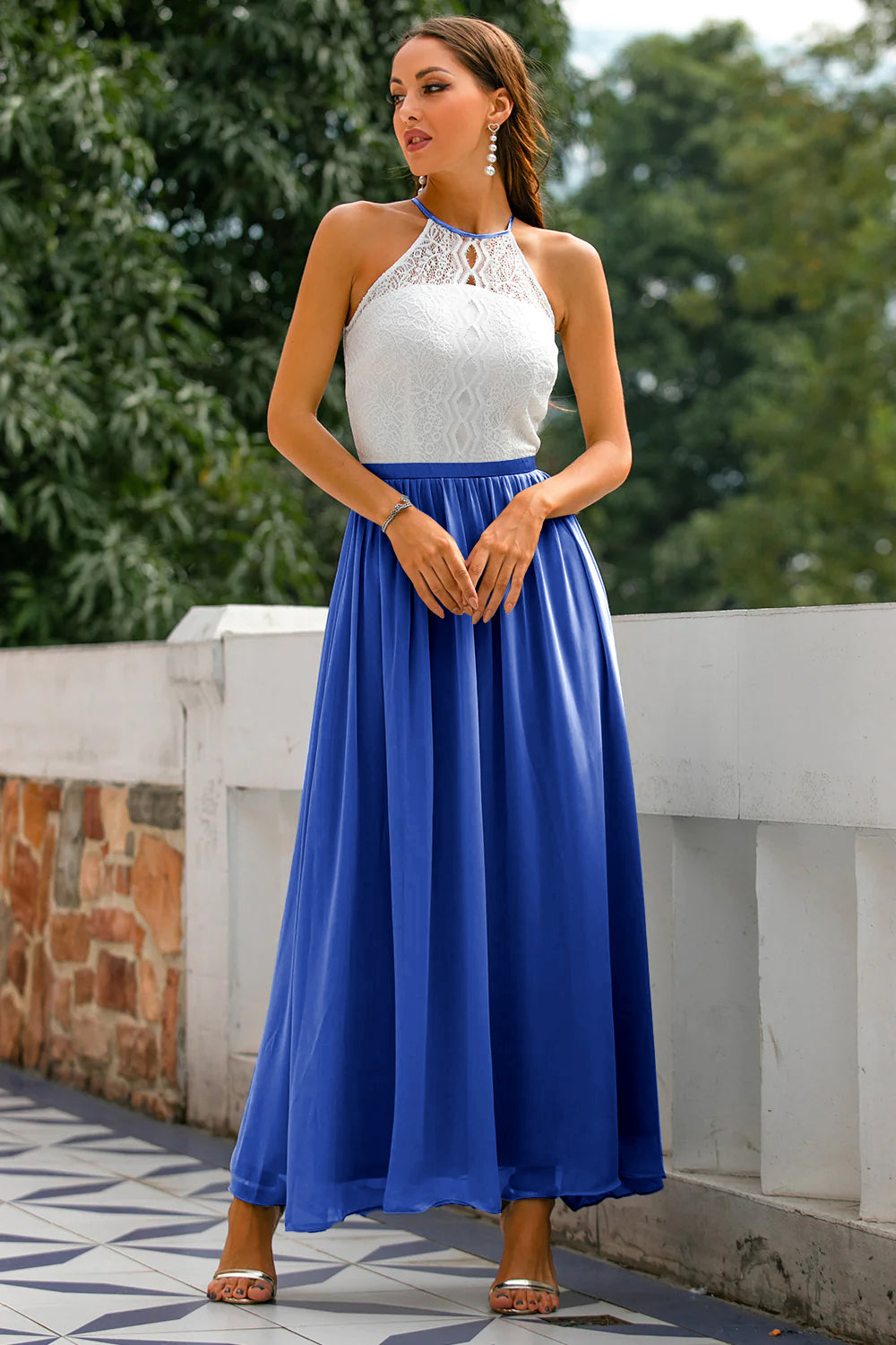 Alejandra | Women's Maxi Dress for Wedding Guests with Halter Neck