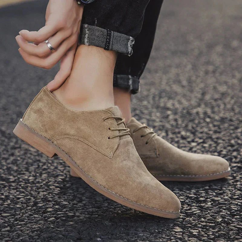 Suede Oxford Shoes with Laces for Men
