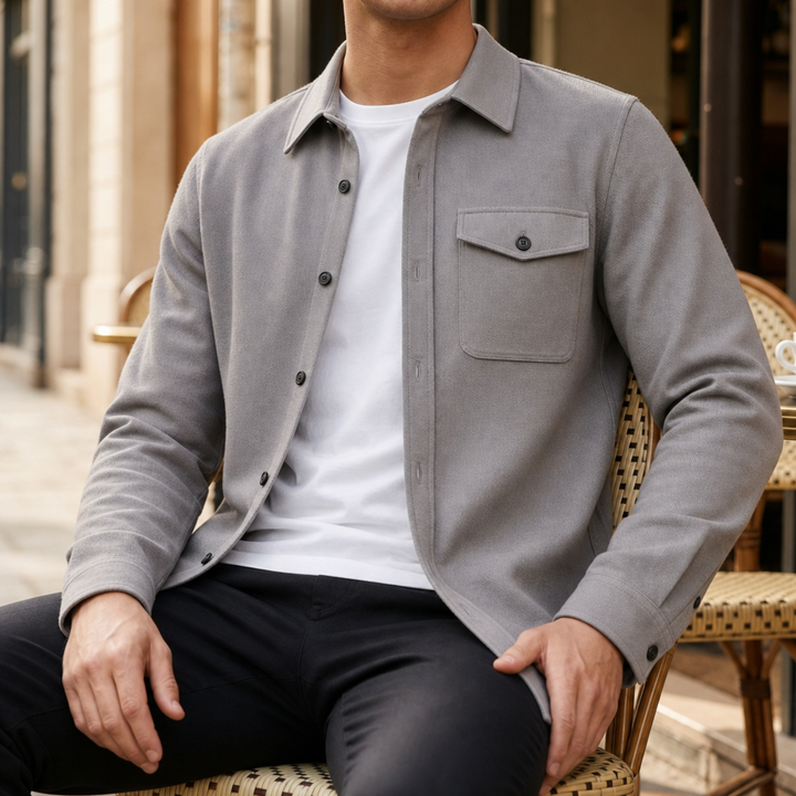 Men's Button-Up Overshirt with Chest Pockets