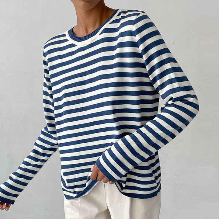 Women's Striped Sweatshirt with Relaxed Fit