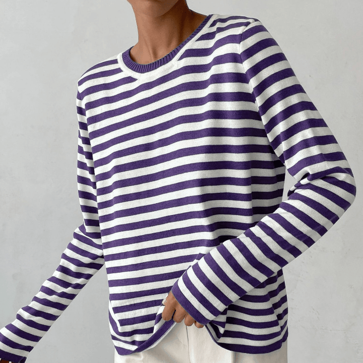 Women's Striped Sweatshirt with Relaxed Fit