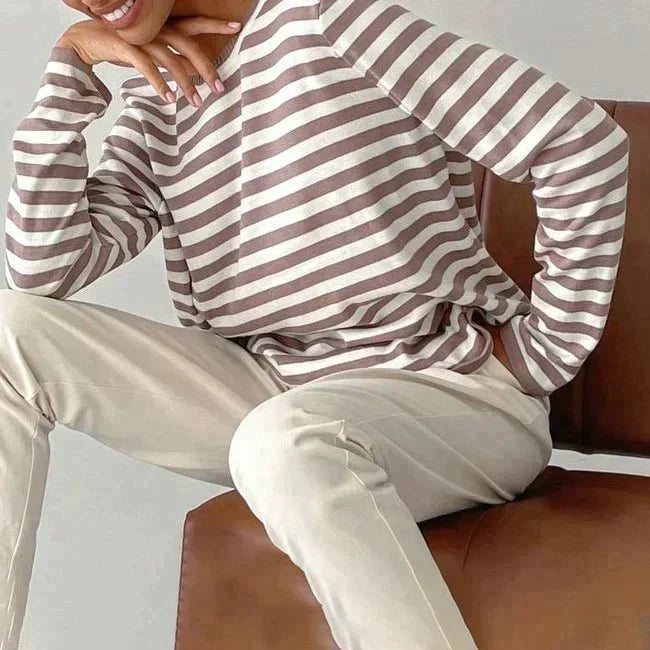 Women's Striped Sweatshirt with Relaxed Fit