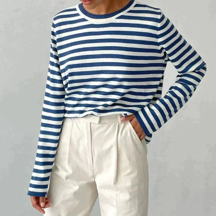 Women's Striped Sweatshirt with Relaxed Fit