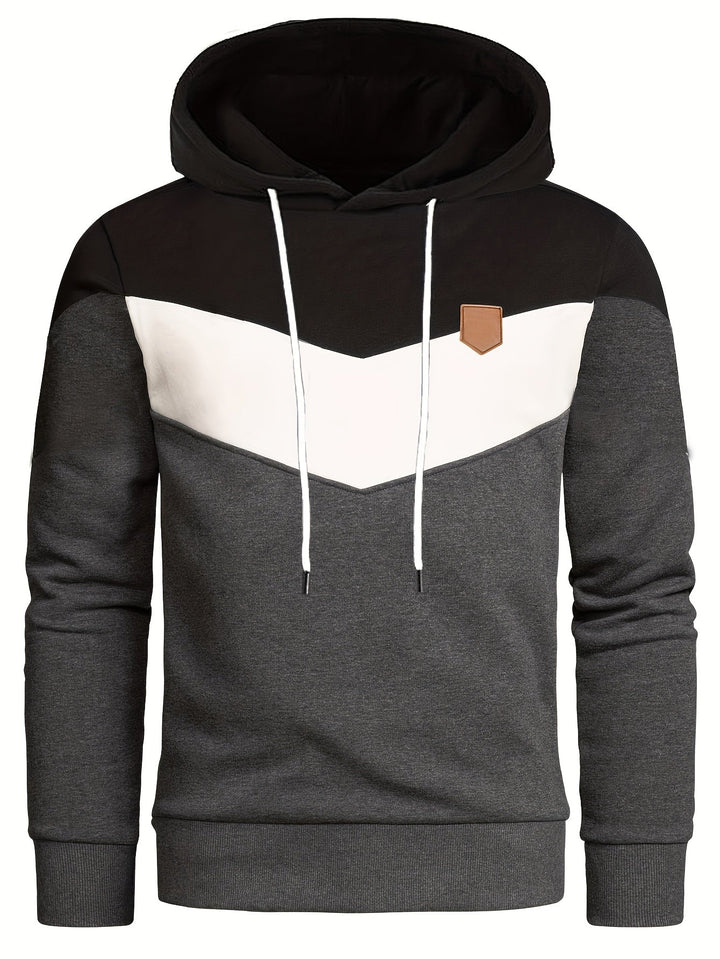Men's Hooded Sweatshirt with Contrasting Inserts