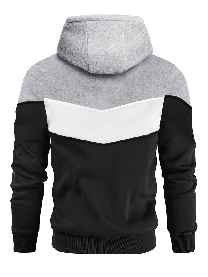 Men's Hooded Sweatshirt with Contrasting Inserts