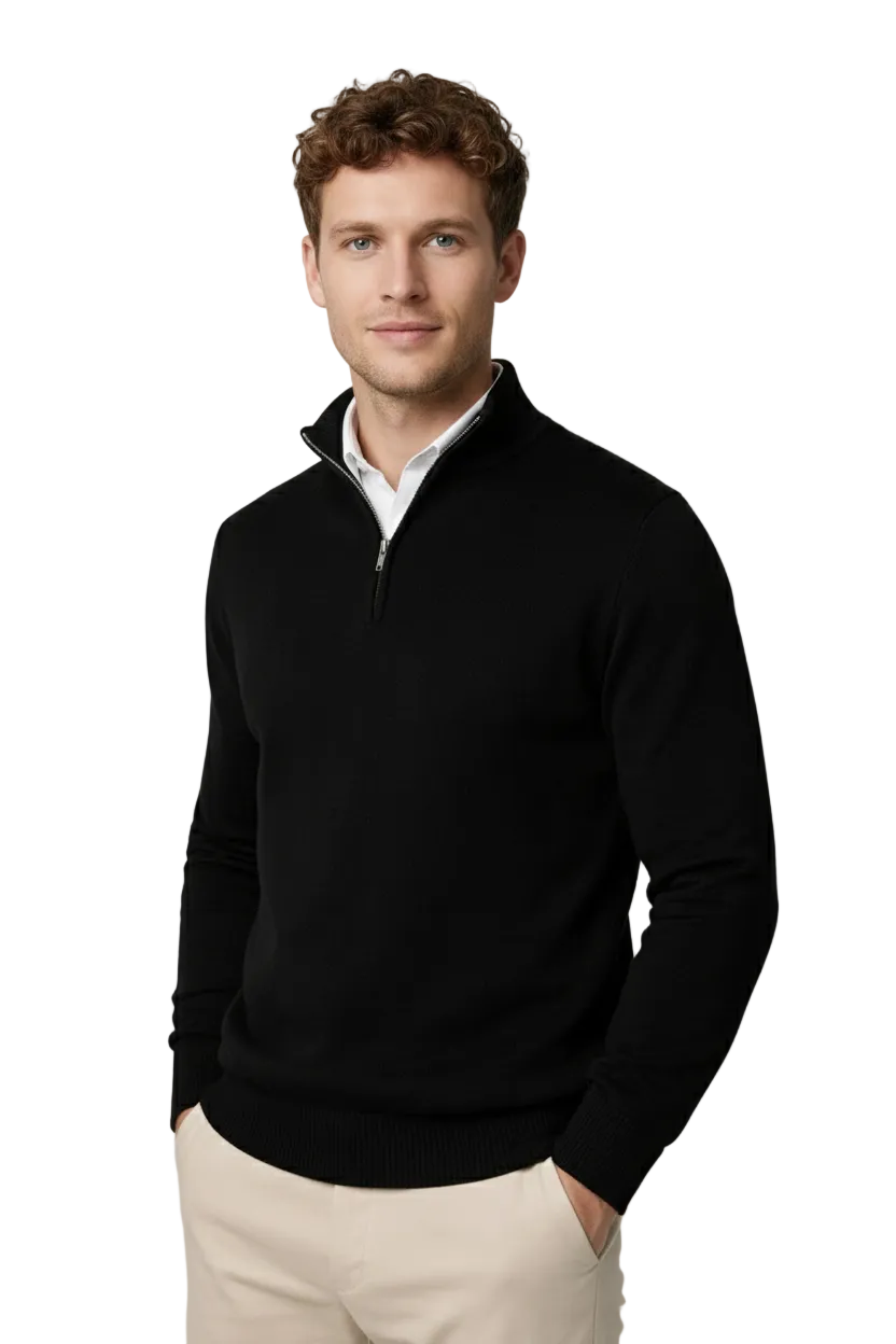 Men's High Neck Half-Zip Sweater for Modern Winter Style