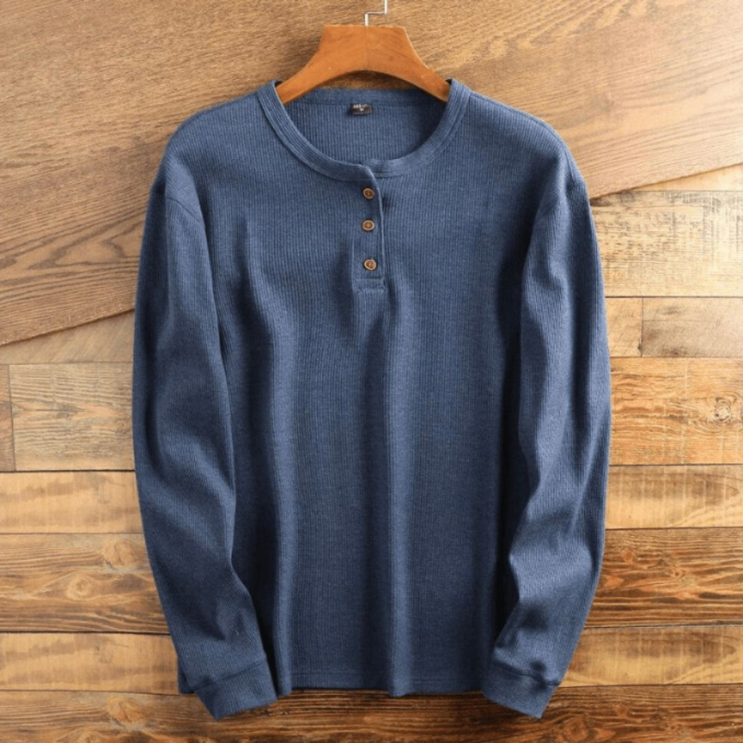 Textured Men's T-Shirt with Tunisian Collar