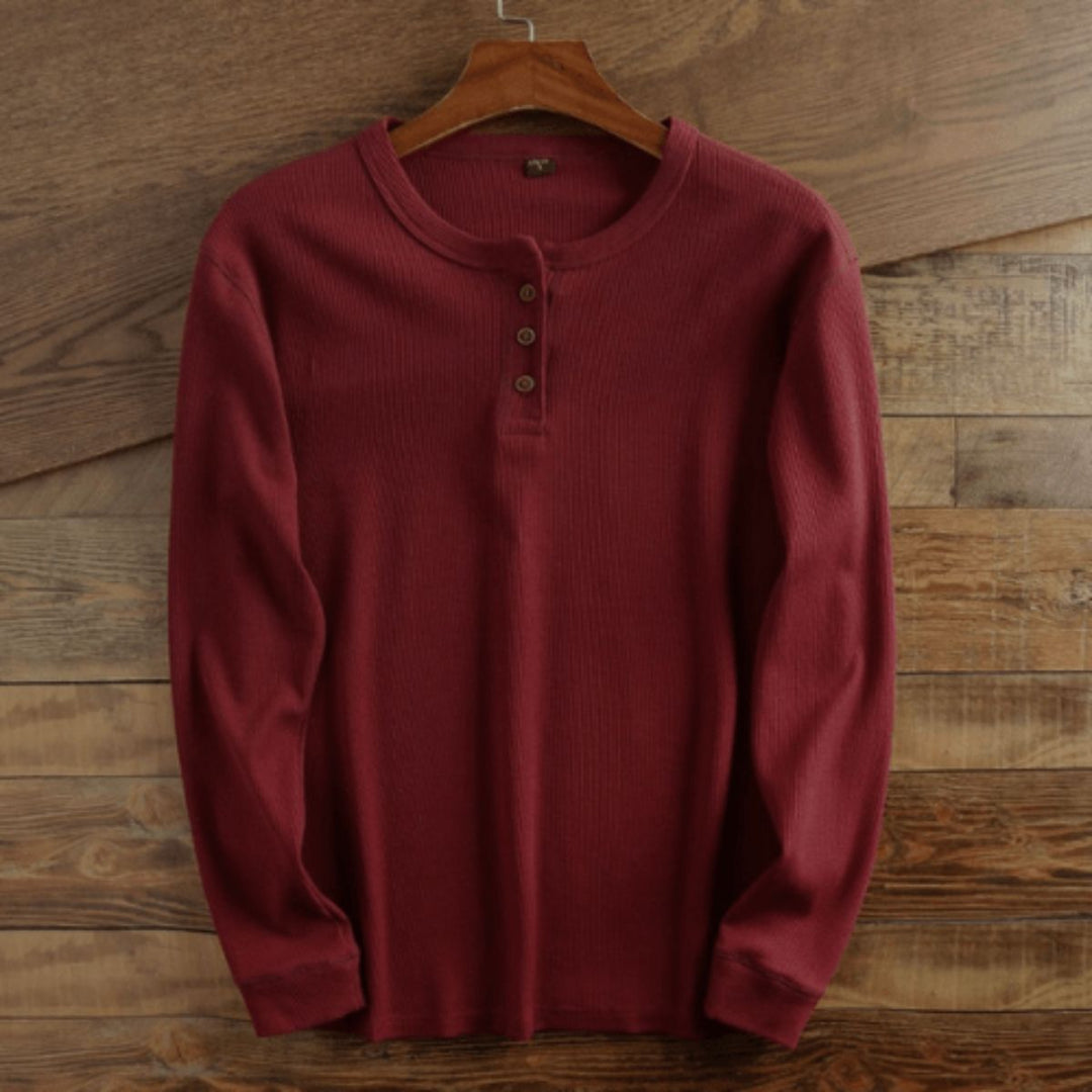 Textured Men's T-Shirt with Tunisian Collar