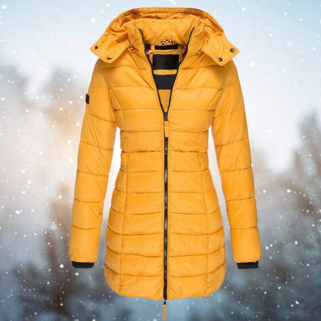 Tailored Puffer Jacket with Hood for Women