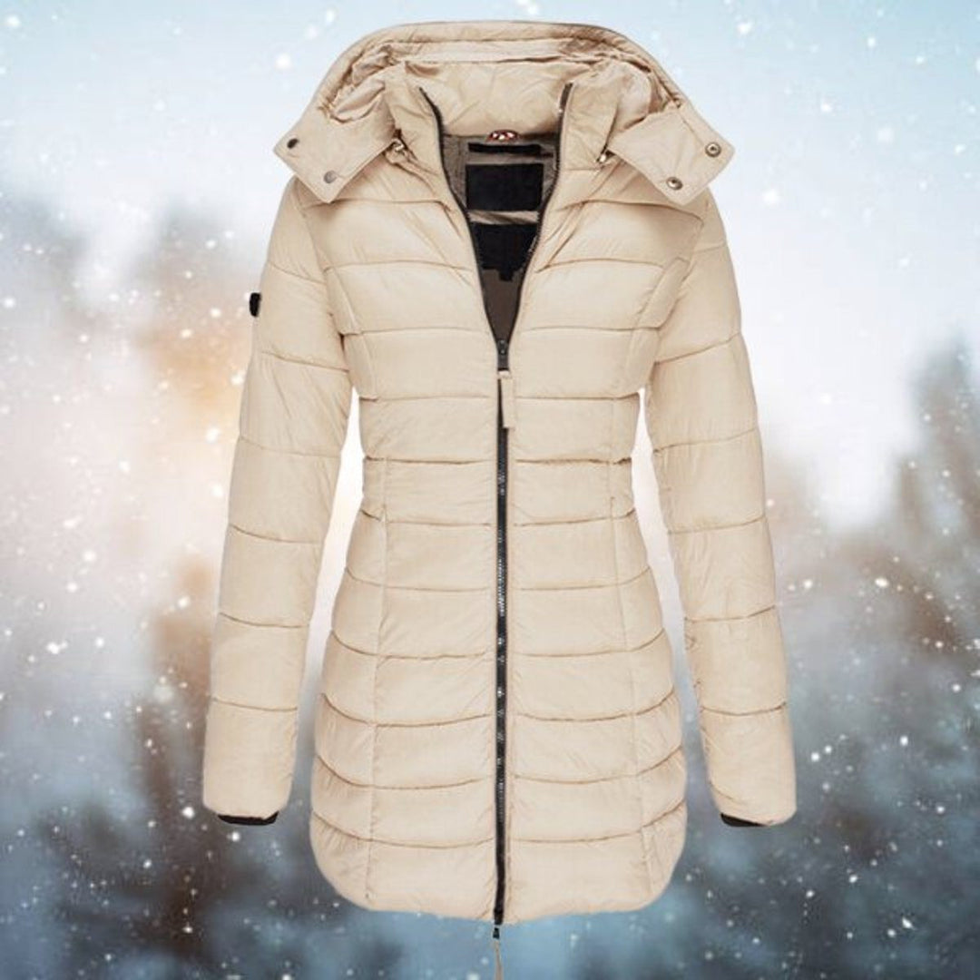 Tailored Puffer Jacket with Hood for Women