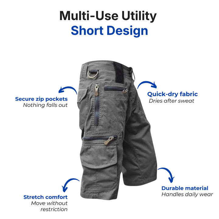 Men’s Cargo Shorts – Multi-Zip Pockets – Quick-Dry