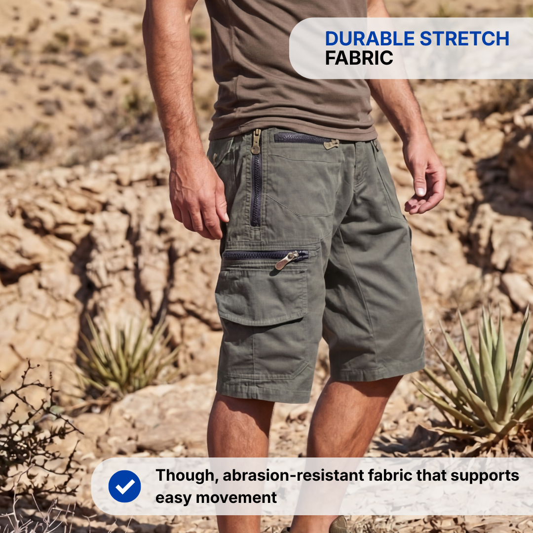 Men’s Cargo Shorts – Multi-Zip Pockets – Quick-Dry