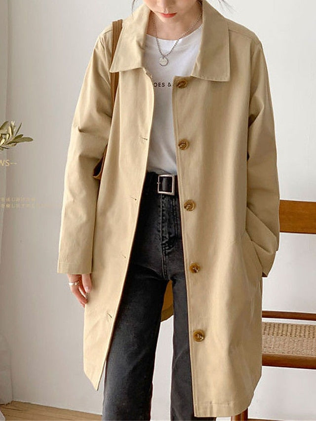 Women's Buttoned Rain Jacket - Breathable and Casual