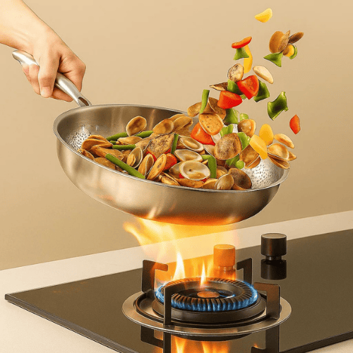 TITAN-PREMIUM PAN – High-Quality Uncoated Titanium Pan for All Hob Types
