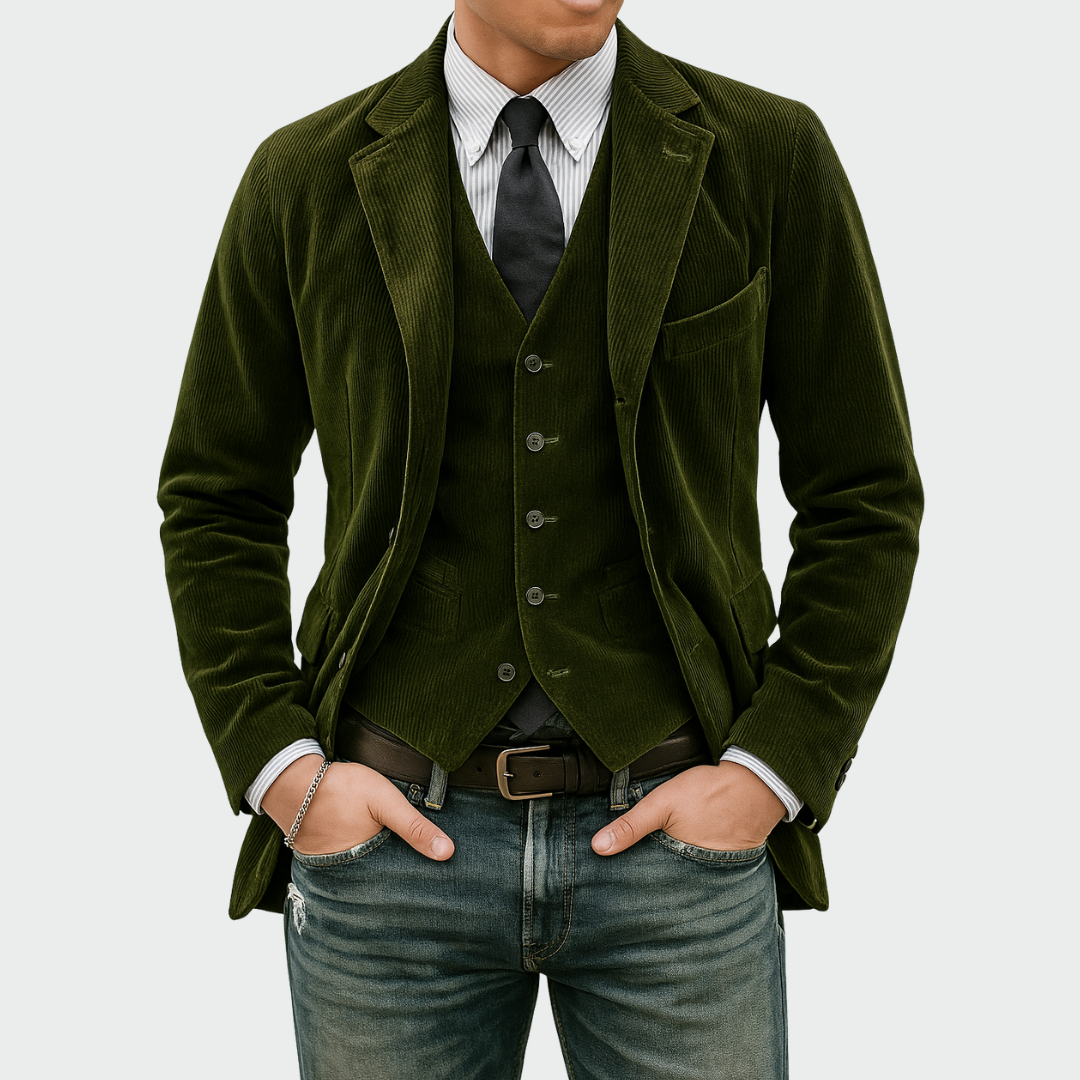 Tommy™ | 2-Piece Set: Velvet Blazer and Waistcoat