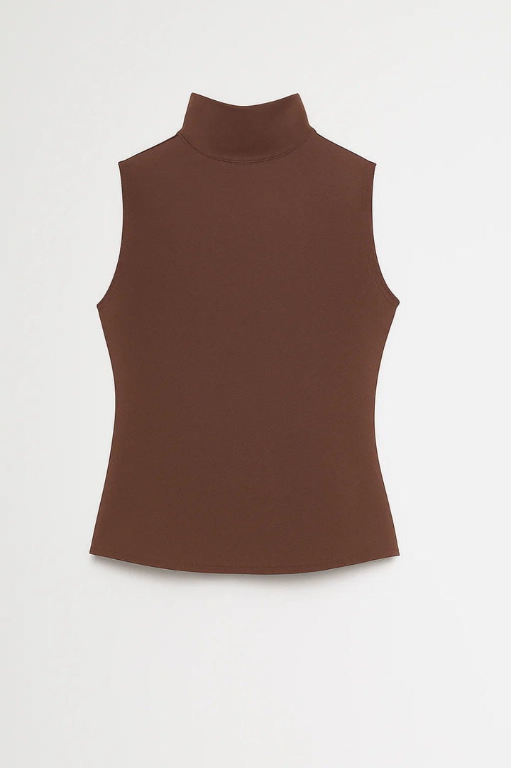 Top Ladies Sleeveless Turtleneck Fitted Casual