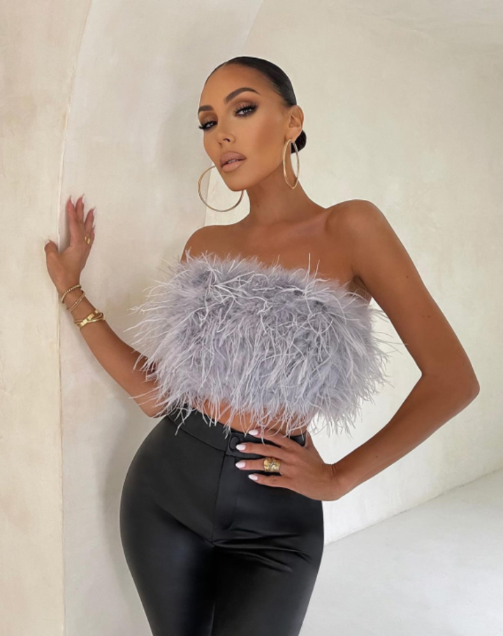 Genevieve Feather Crop Top, view 5 - Elena Harper