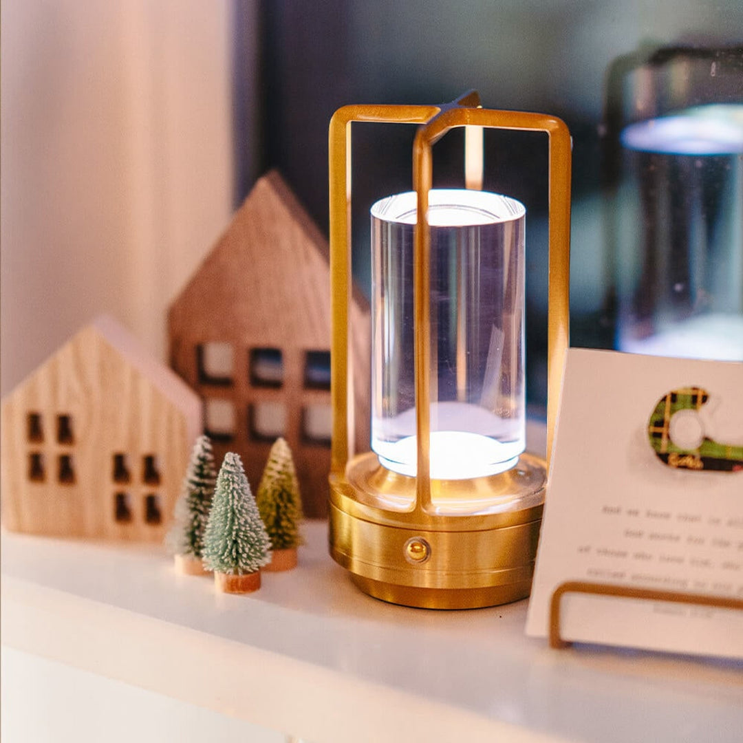 Touch Control Cordless Lantern Lamp With Metal Frame