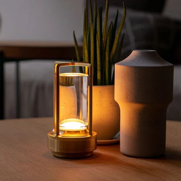 Touch Control Cordless Lantern Lamp With Metal Frame