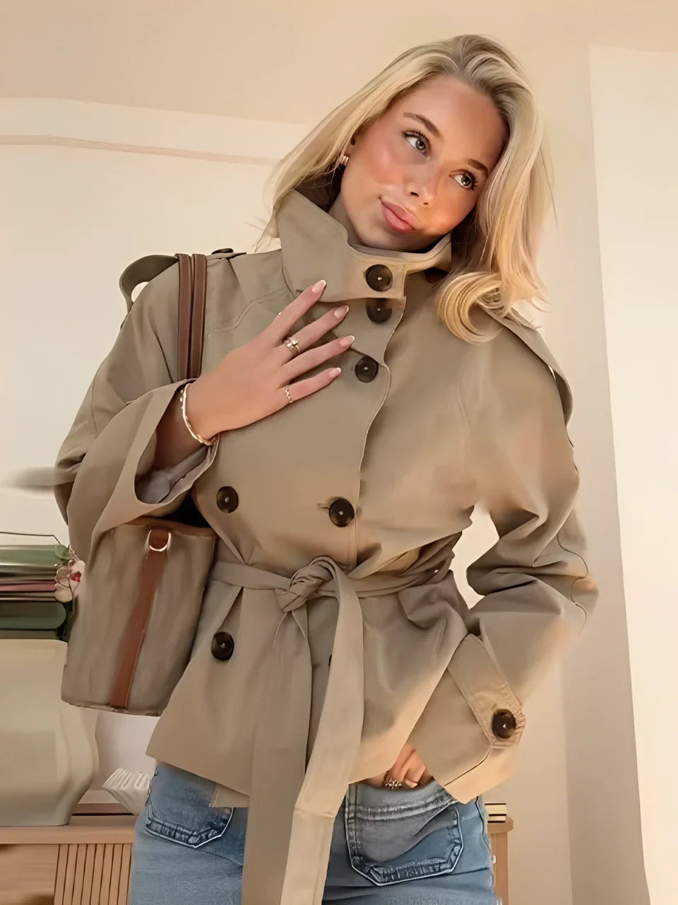 Sira™ | Stylish Short Trench Coat