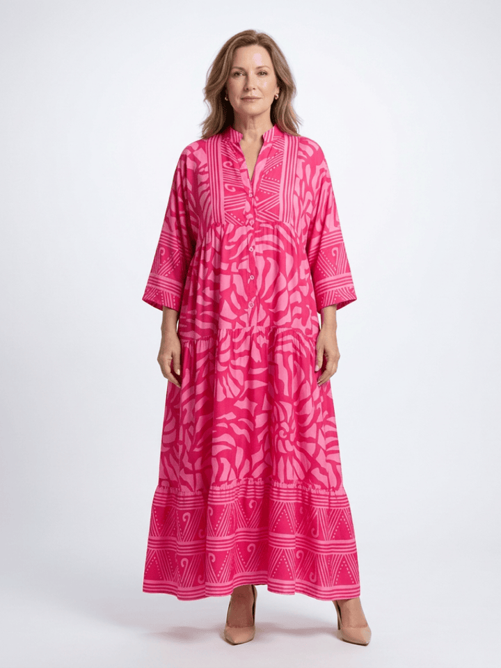 Marielle™ button front midi dress by Emma & Rose Cape Town, featuring a stylish length and button details.