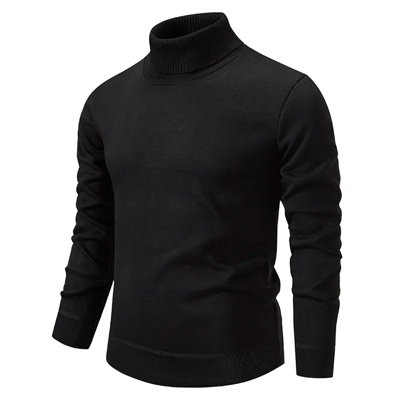 Fine Knitted Turtleneck Men Slim Fit Long Sleeves