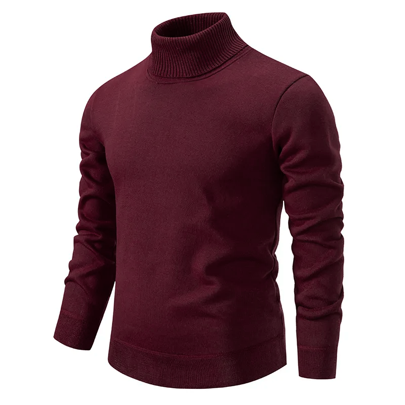 Fine Knitted Turtleneck Men Slim Fit Long Sleeves