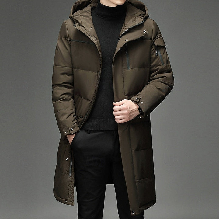 Rupert Hooded Long Winter Coat, view 8 - Elena Harper