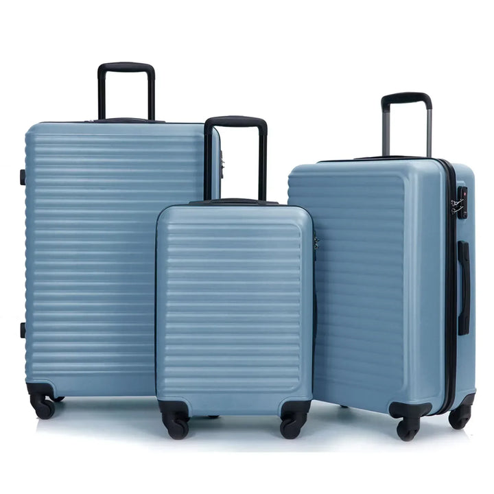 Unisex 3-Piece Blue ABS Hard Shell Luggage Set - Elena Harper