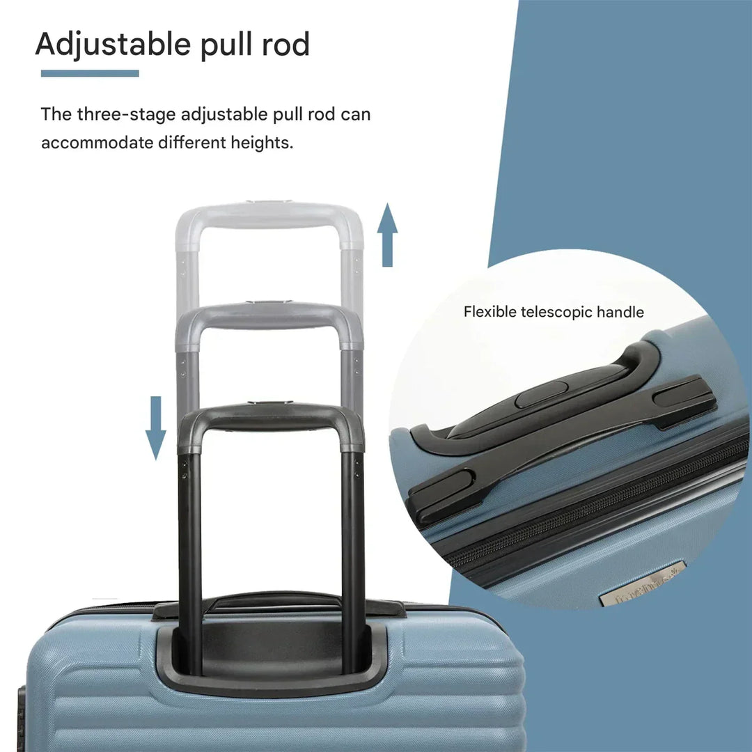 Unisex 3-Piece Blue ABS Hard Shell Luggage Set, view 4 - Elena Harper