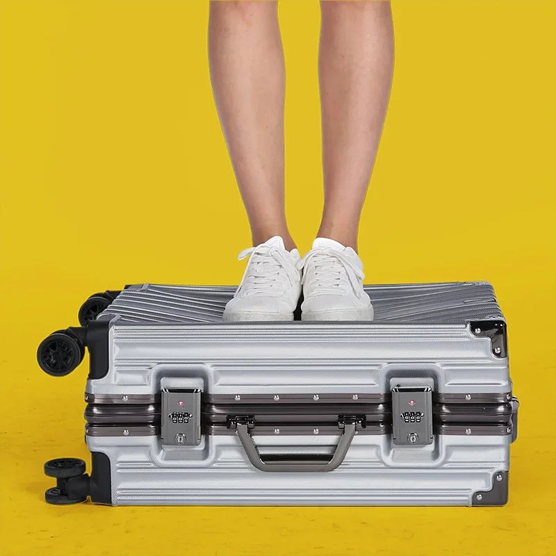 Unisex Aluminum Frame Hard Shell Suitcase for Secure Travel - Elena Harper