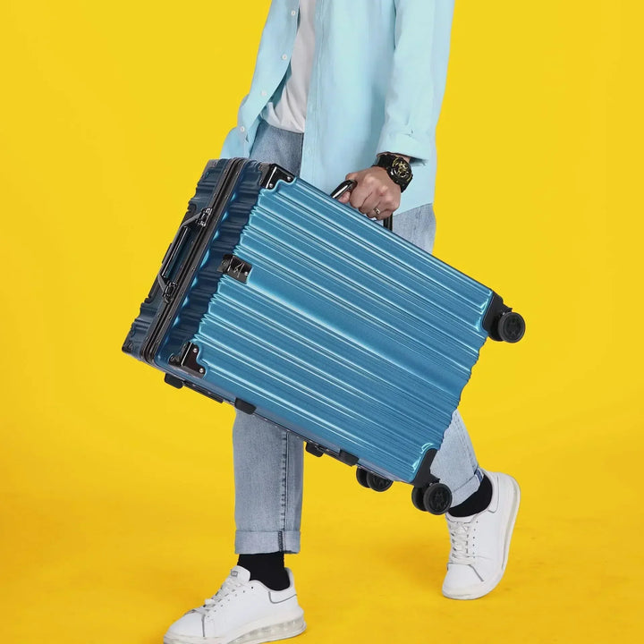 Unisex Aluminum Frame Hard Shell Suitcase for Secure Travel - Elena Harper