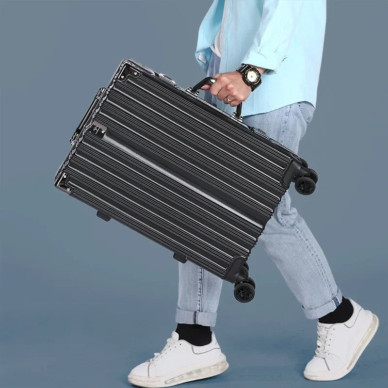 Unisex Aluminum Frame Hard Shell Suitcase for Secure Travel, view 3 - Elena Harper